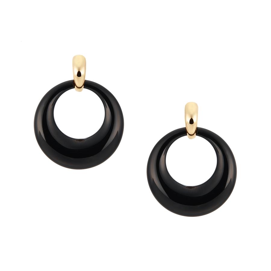 ジュエリーツツミ K10イエローゴールドブラックカルセドニーピアス