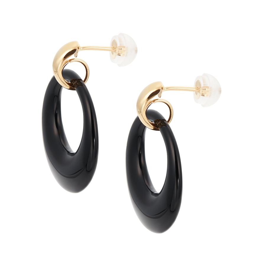 ジュエリーツツミ K10イエローゴールドブラックカルセドニーピアス