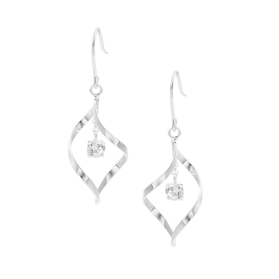 ジュエリーツツミ K10ホワイトゴールドキュービックピアス