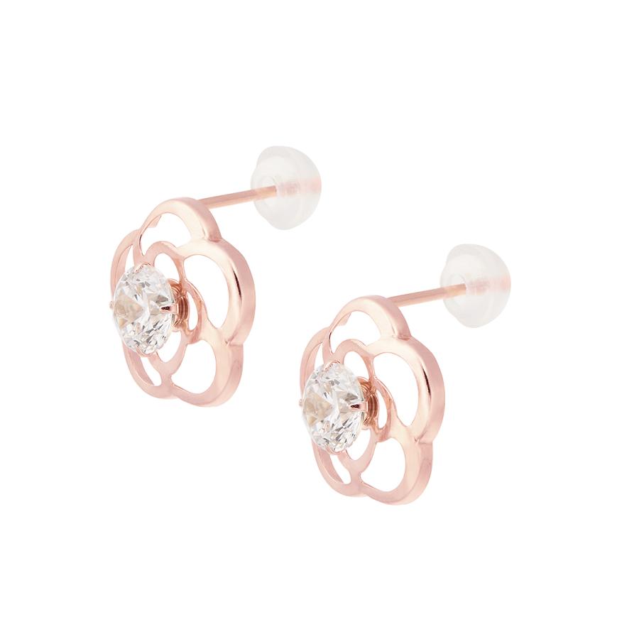 ジュエリーツツミ K10ピンクゴールドキュービックピアス : ジュエリー