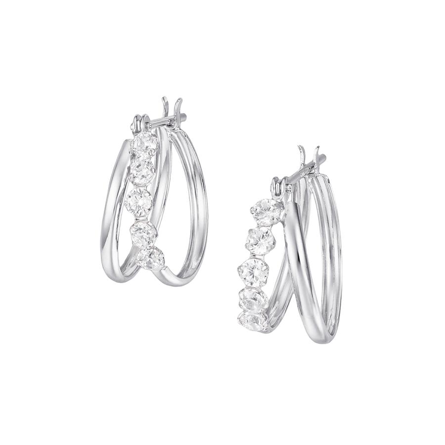 ジュエリーツツミ K10ホワイトゴールドキュービックピアス