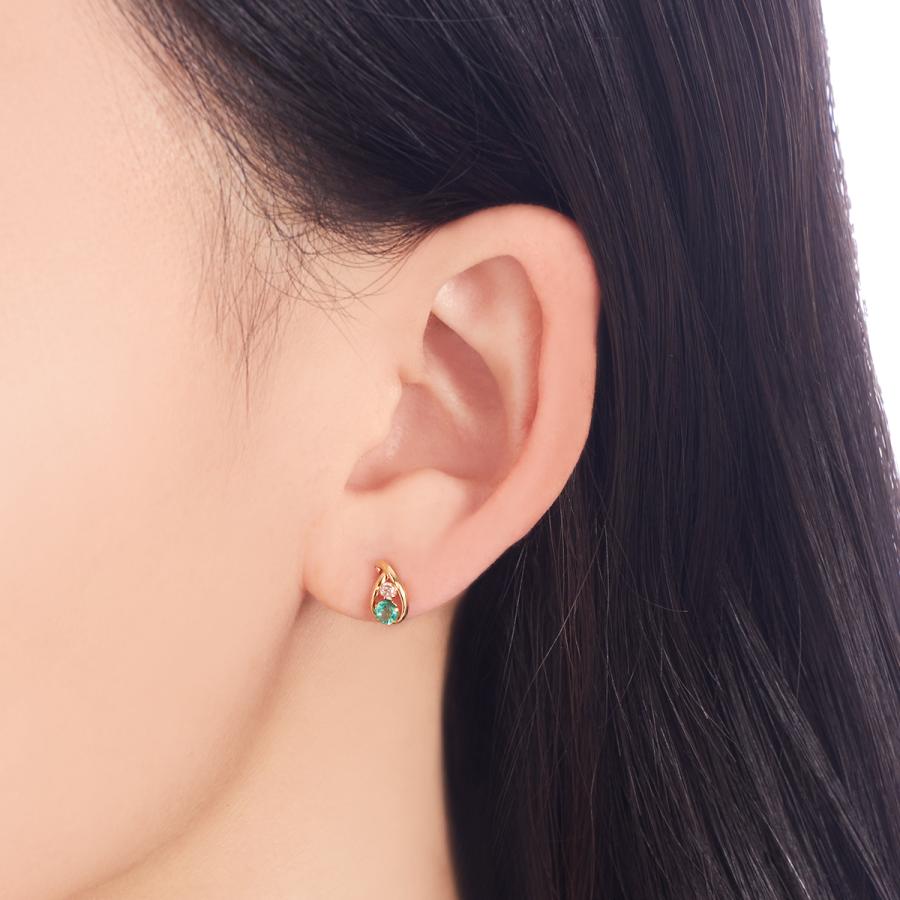 ジュエリーツツミ K18イエローゴールドエメラルドピアス : ジュエリー