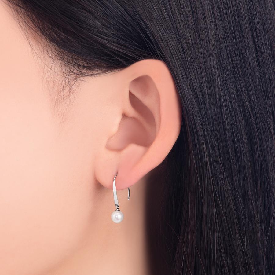 K10ホワイトゴールド淡水パールピアス（5mm）の画像
