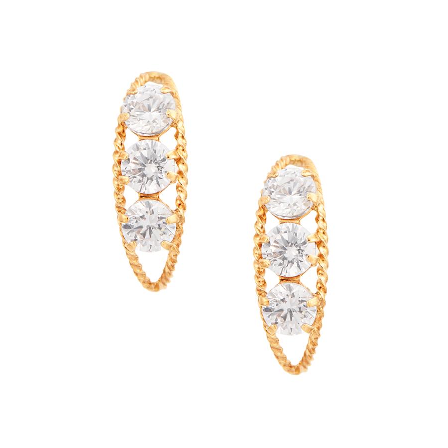 ジュエリーツツミ K18イエローゴールドキュービックピアス