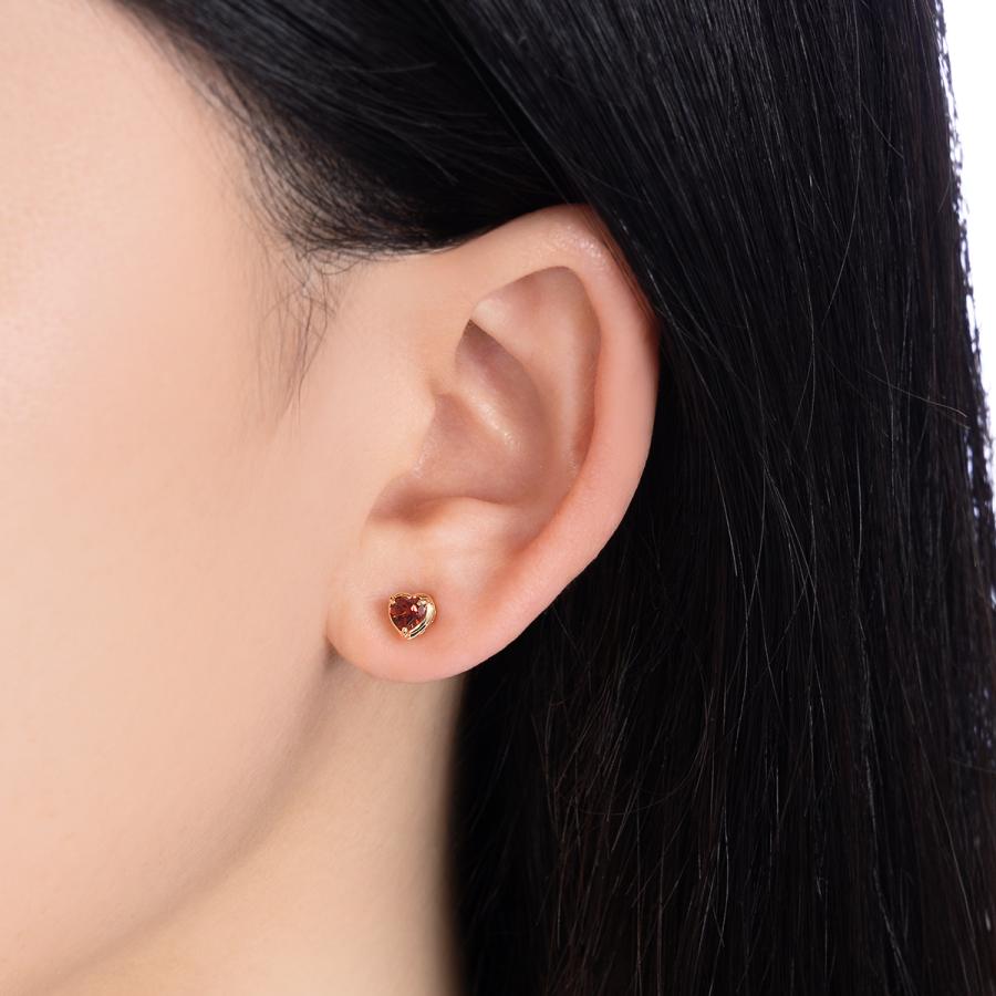 K10イエローゴールドアルマンダインガーネットピアスの画像