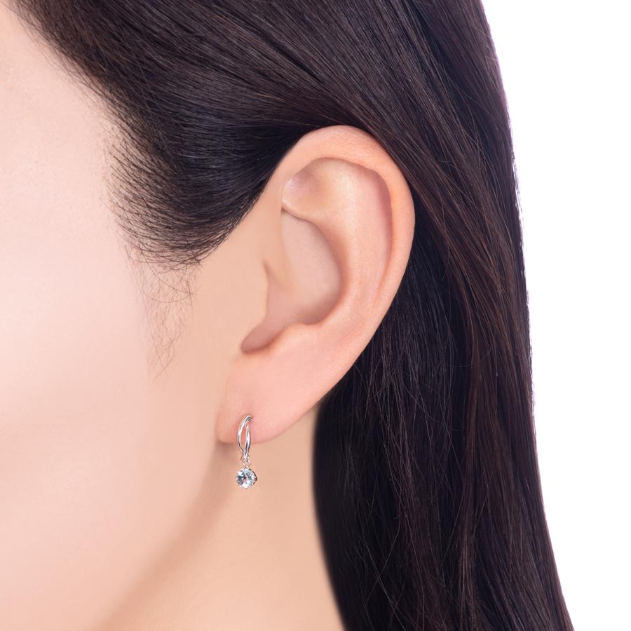 ジュエリーツツミ K10ホワイトゴールドアクアマリンピアス