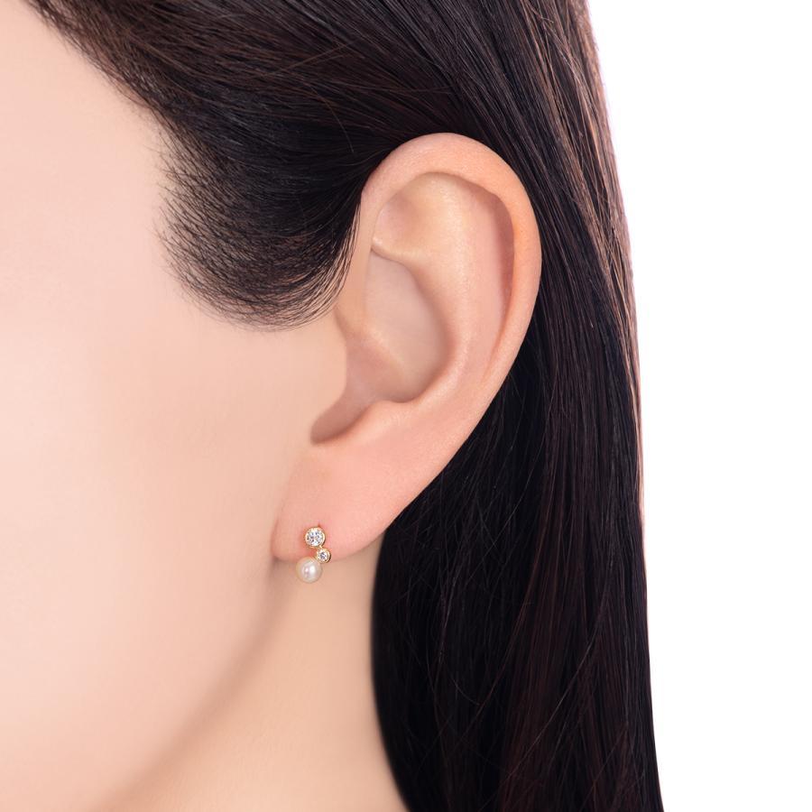 K18イエローゴールド淡水パールピアス（4mm）の画像