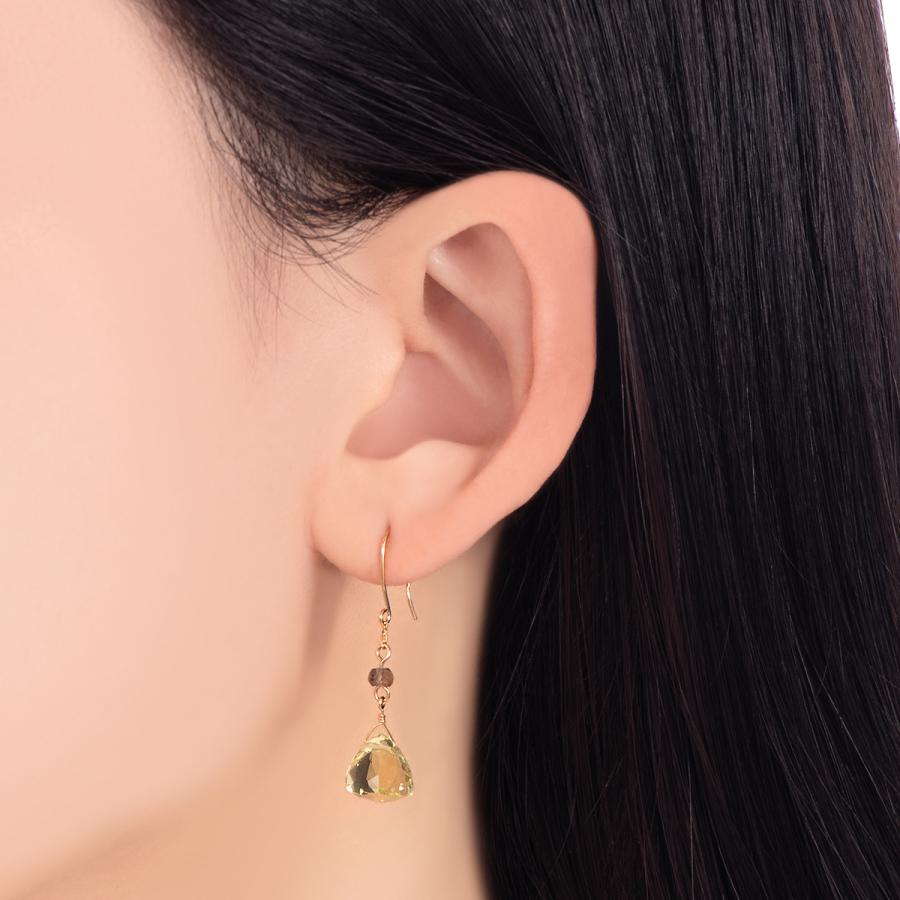 ジュエリーツツミ 10Yイエローゴールド レモンクオーツピアス ジュエリーツツミ K10イエローゴールドレモンクォーツピアス