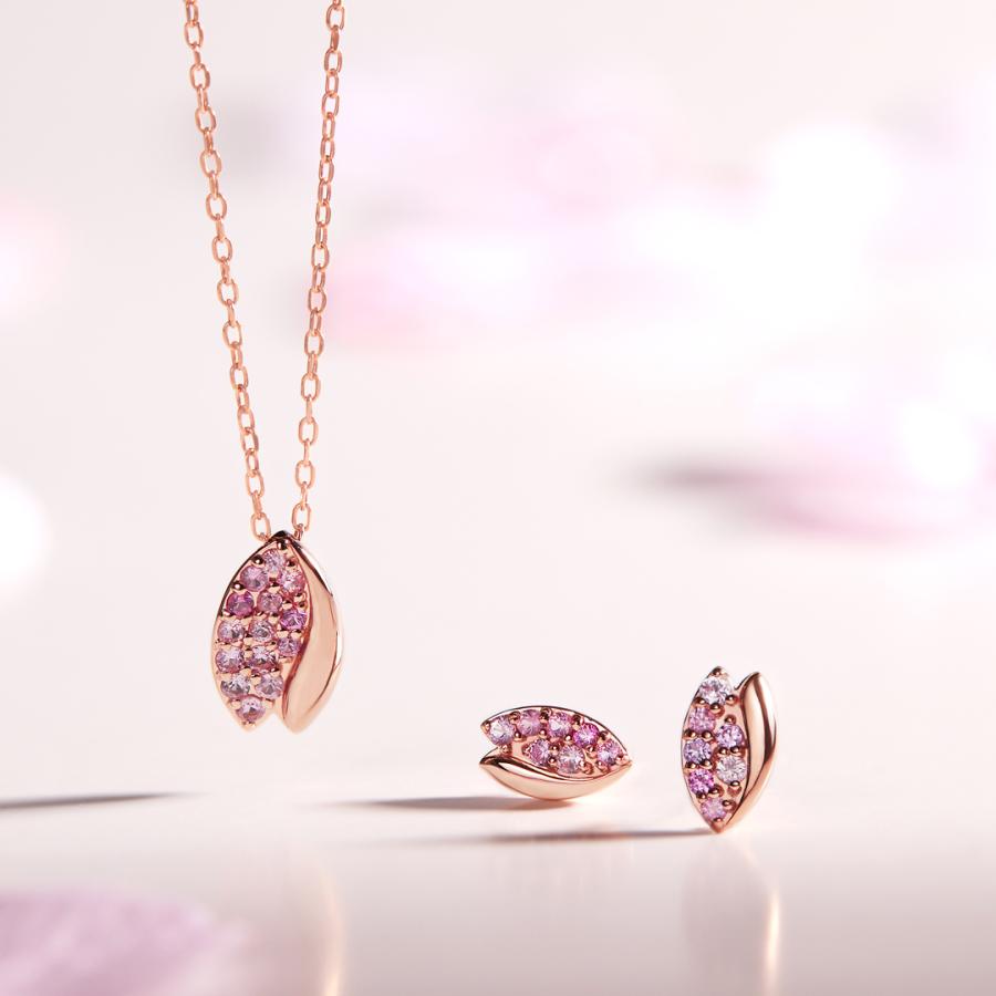 ジュエリーツツミ K10ピンクゴールドピンクサファイアピアス