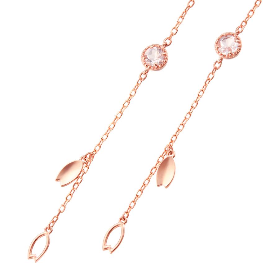 ジュエリーツツミ K10ピンクゴールドローズクォーツピアス