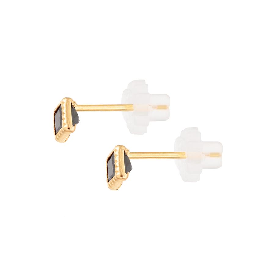 ジュエリーツツミ K18イエローゴールドブラックカルセドニーピアス