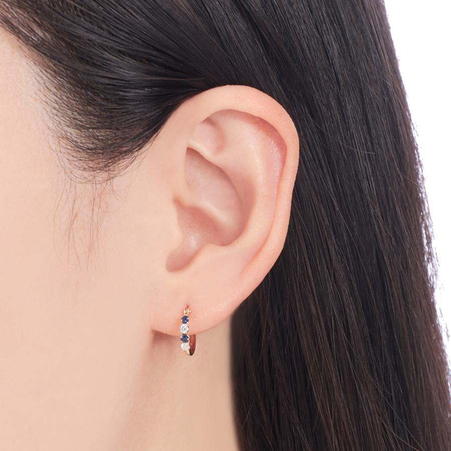 サファイア　ゴールドフープピアス　K10 ジュエリーツツミ K10イエローゴールドサファイアピアス