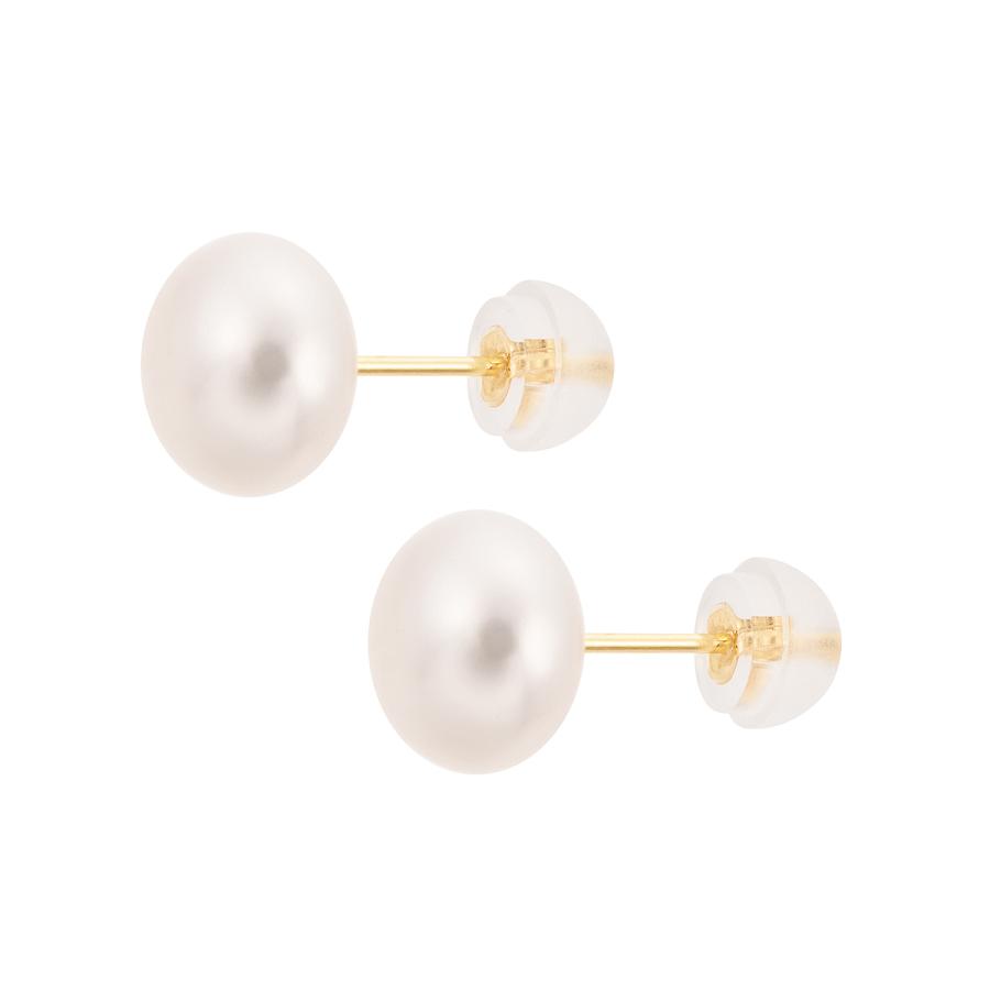 ジュエリーツツミ K18イエローゴールド淡水パールピアス（8mm