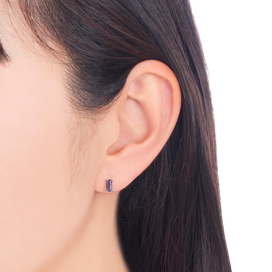 ジュエリーツツミ K10イエローゴールドアイオライトピアス