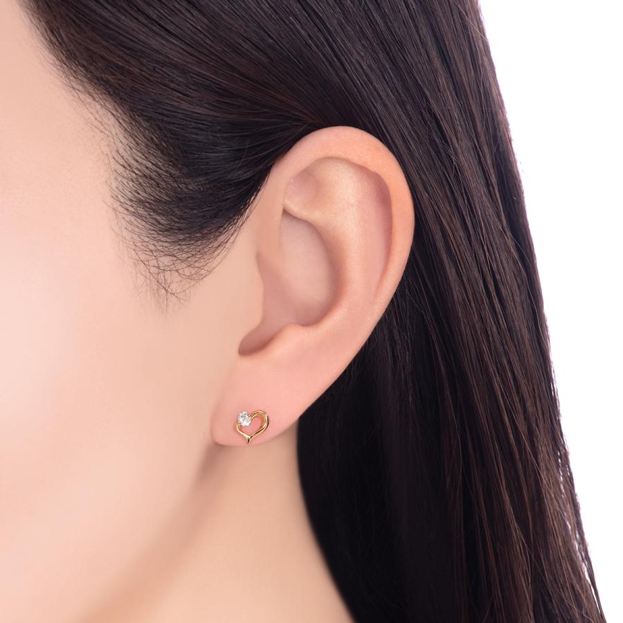 ジュエリーツツミ K18イエローゴールドキュービックピアス