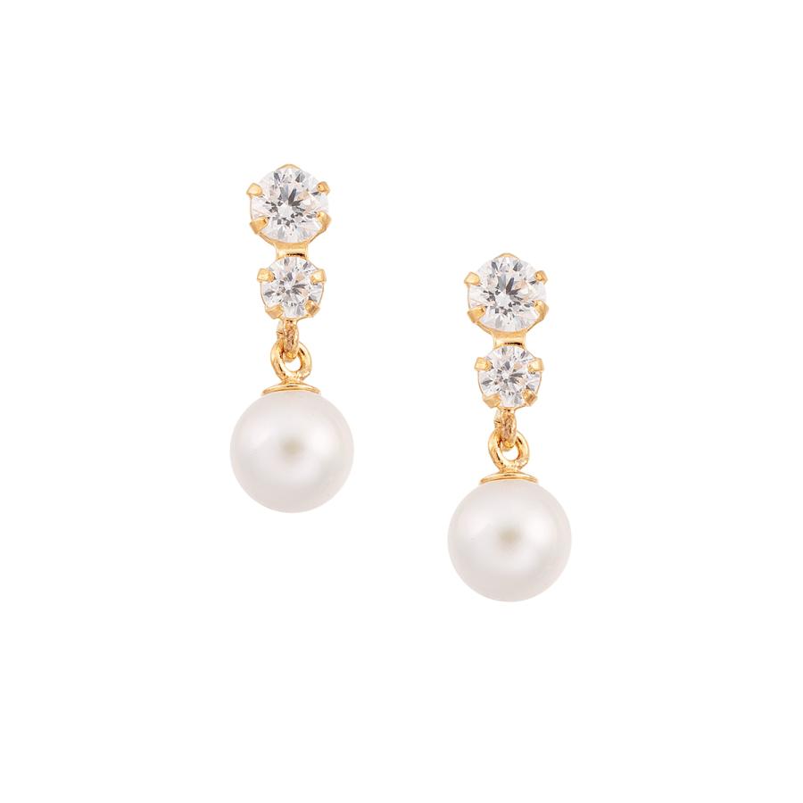 ジュエリーツツミ K18イエローゴールド淡水パールピアス（4mm