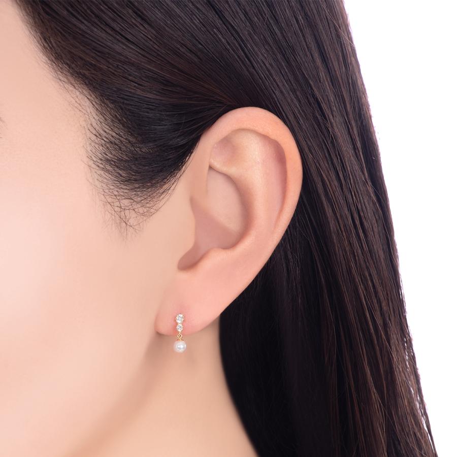 K18イエローゴールド淡水パールピアス（4mm）の画像