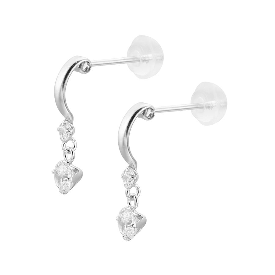 ジュエリーツツミ K10ホワイトゴールドキュービックピアス