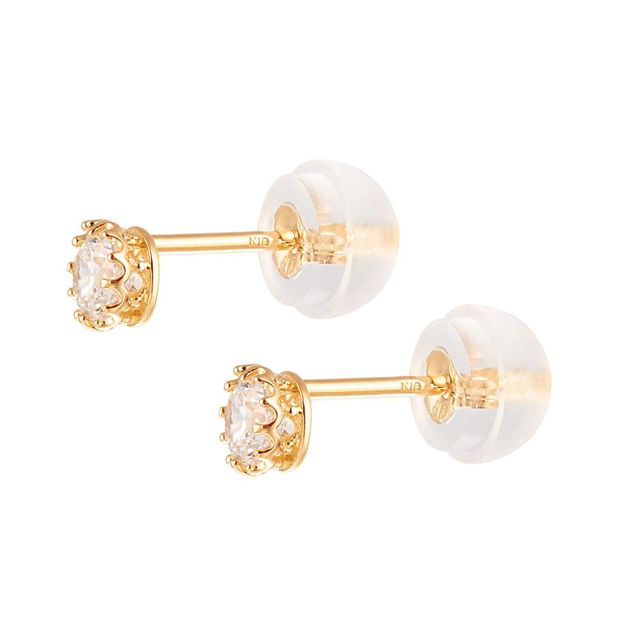 K18イエローゴールドキュービックピアス ジュエリーツツミ K18イエローゴールドキュービックピアス