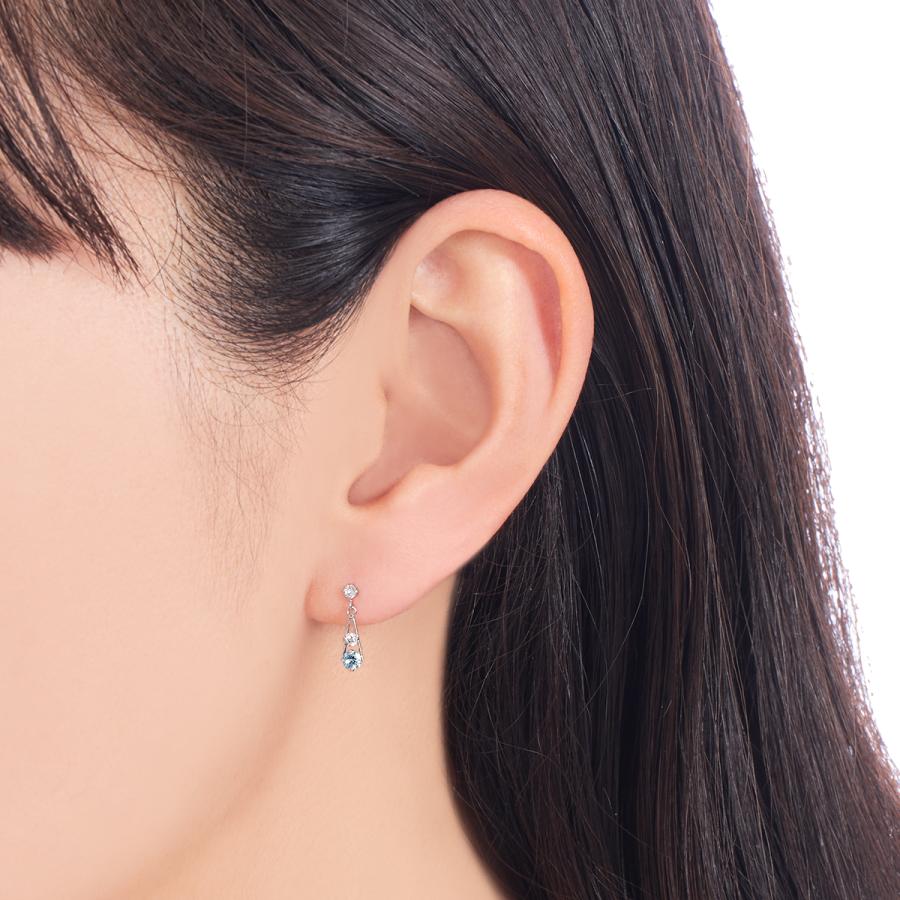 ジュエリーツツミ K10ホワイトゴールドアクアマリンピアス ジュエリーツツミ K10ホワイトゴールドアクアマリンピアス