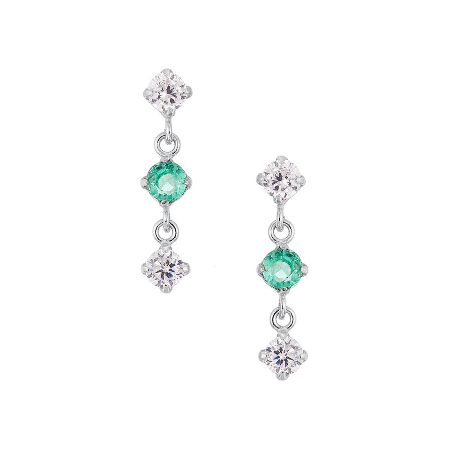 即日出荷 K10ホワイトゴールドエメラルドピアス Recomenda Co