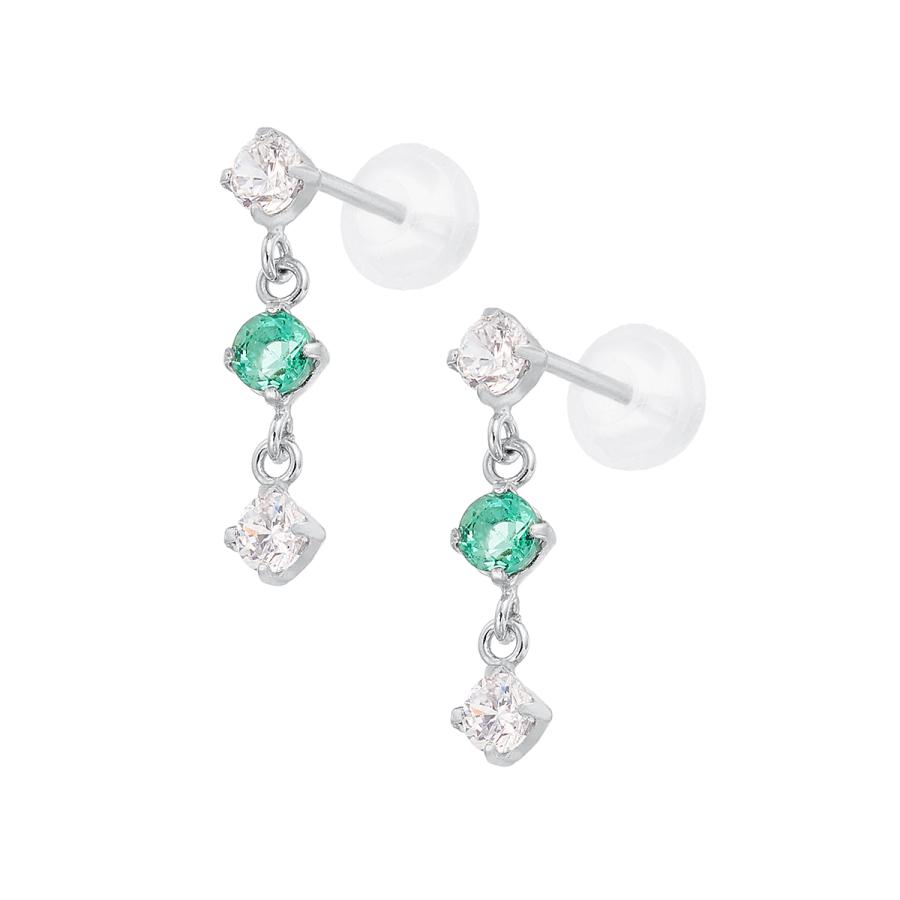 K10ホワイトゴールドエメラルドピアス ジュエリーツツミ K10ホワイト