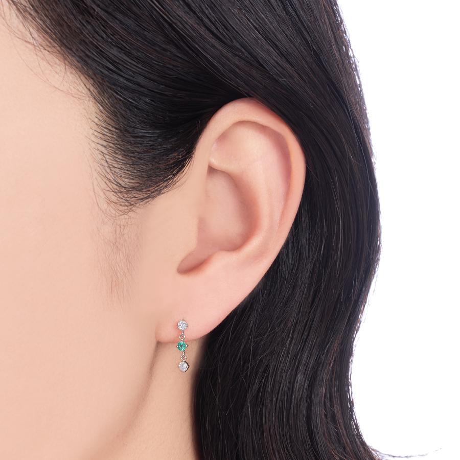ジュエリーツツミ K10ホワイトゴールドエメラルドピアス : ジュエリー 
