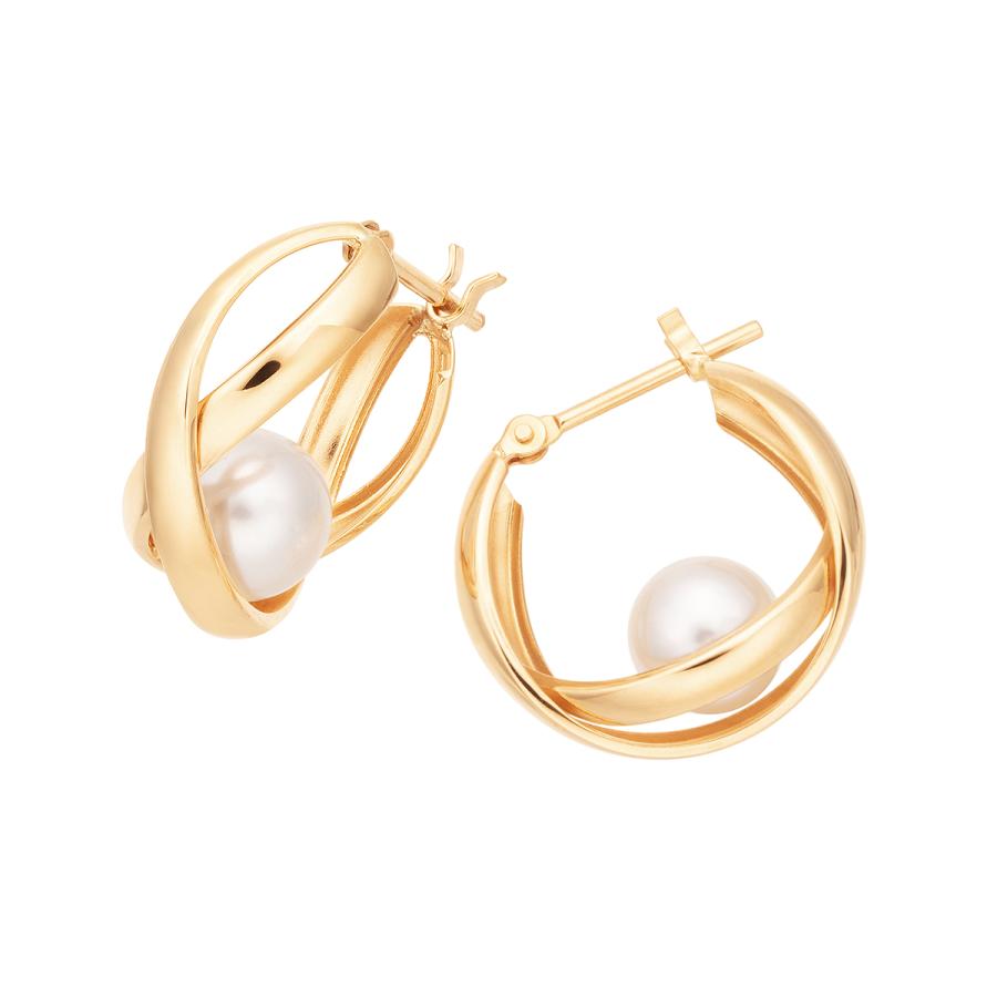 ジュエリーツツミ K18イエローゴールドアコヤ真珠ピアス（6mm