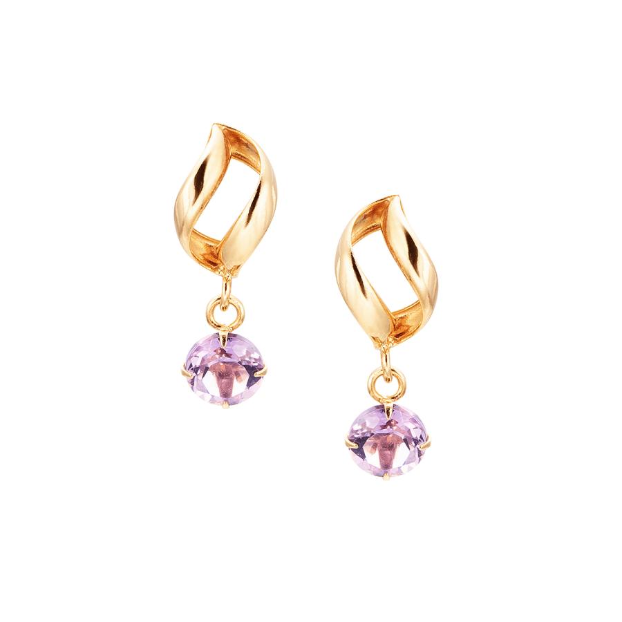 ジュエリーツツミ K18イエローゴールドライトアメシストピアス