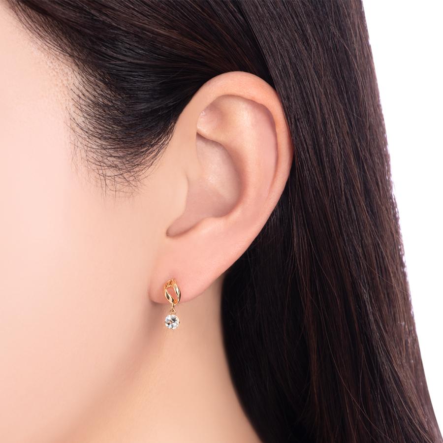 K18イエローゴールドアクアマリンピアスの画像