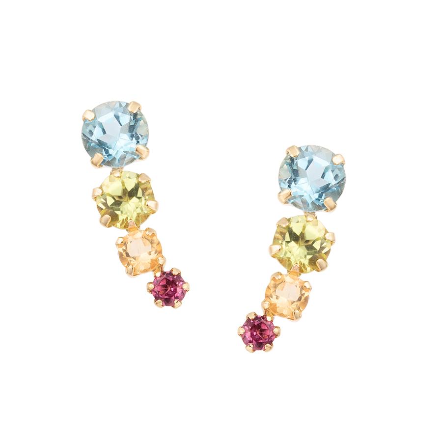 ジュエリーツツミ K10イエローゴールドマルチストーンピアス