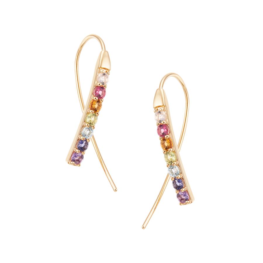 K10イエローゴールドマルチストーンピアスUSED ジュエリーツツミ K10イエローゴールドマルチストーンピアス