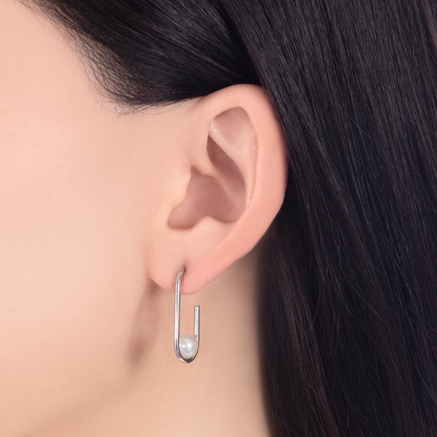 K10ホワイトゴールド淡水パールピアス（6mm）の画像