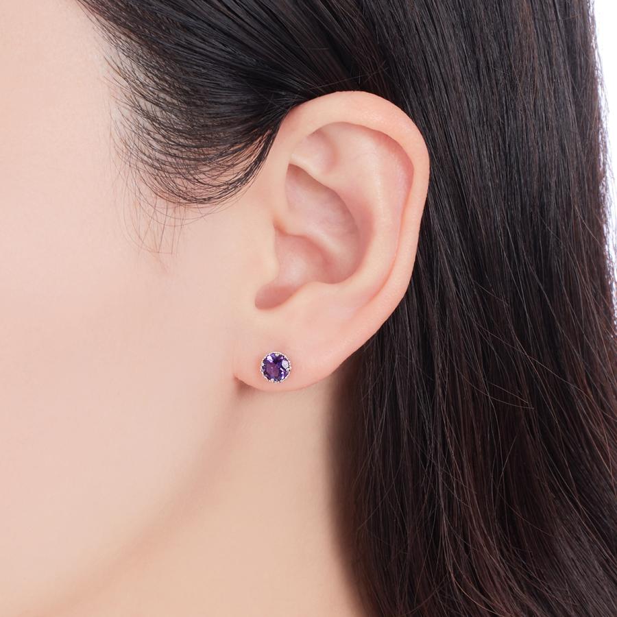 ジュエリーツツミ K10ホワイトゴールドアメシストピアス : ジュエリー