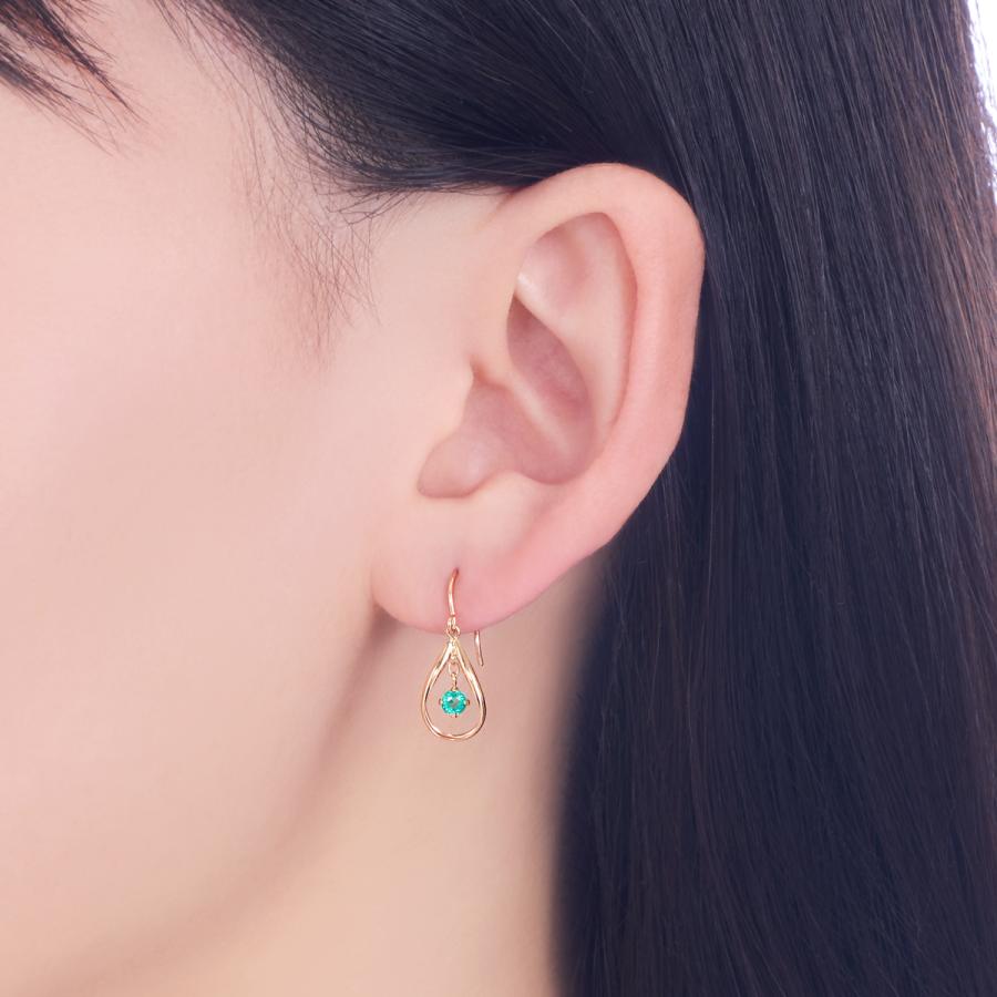 ジュエリーツツミ K10イエローゴールドエメラルドピアス : ジュエリー