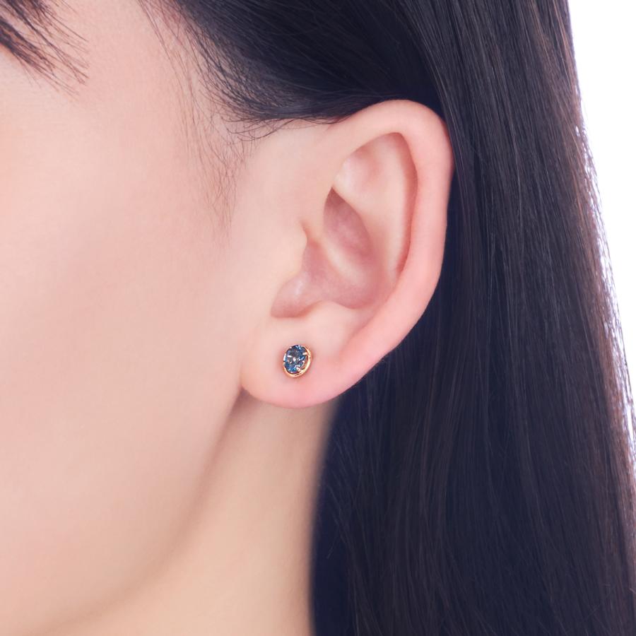 ジュエリーツツミ K18イエローゴールドロンドンブルートパーズピアス