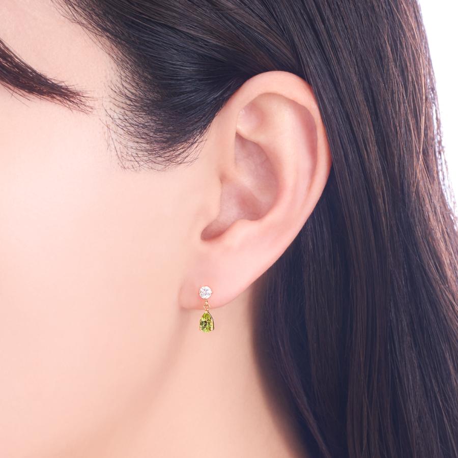 K18 ペリドット 本真珠 ピアス　18金　刻印あり　ゴールド　天然石　31 ジュエリーツツミ K18イエローゴールドペリドットピアス : ジュエリー