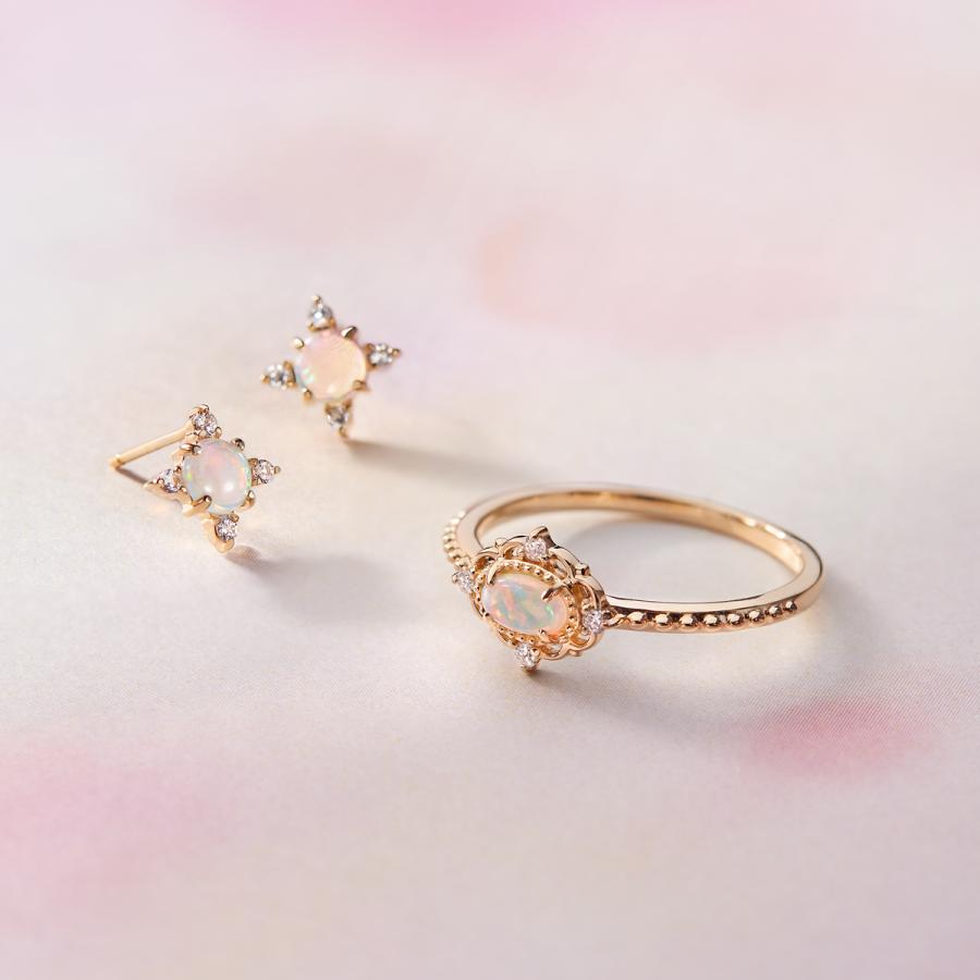 ジュエリーツツミ K10イエローゴールドオパールピアス : ジュエリー