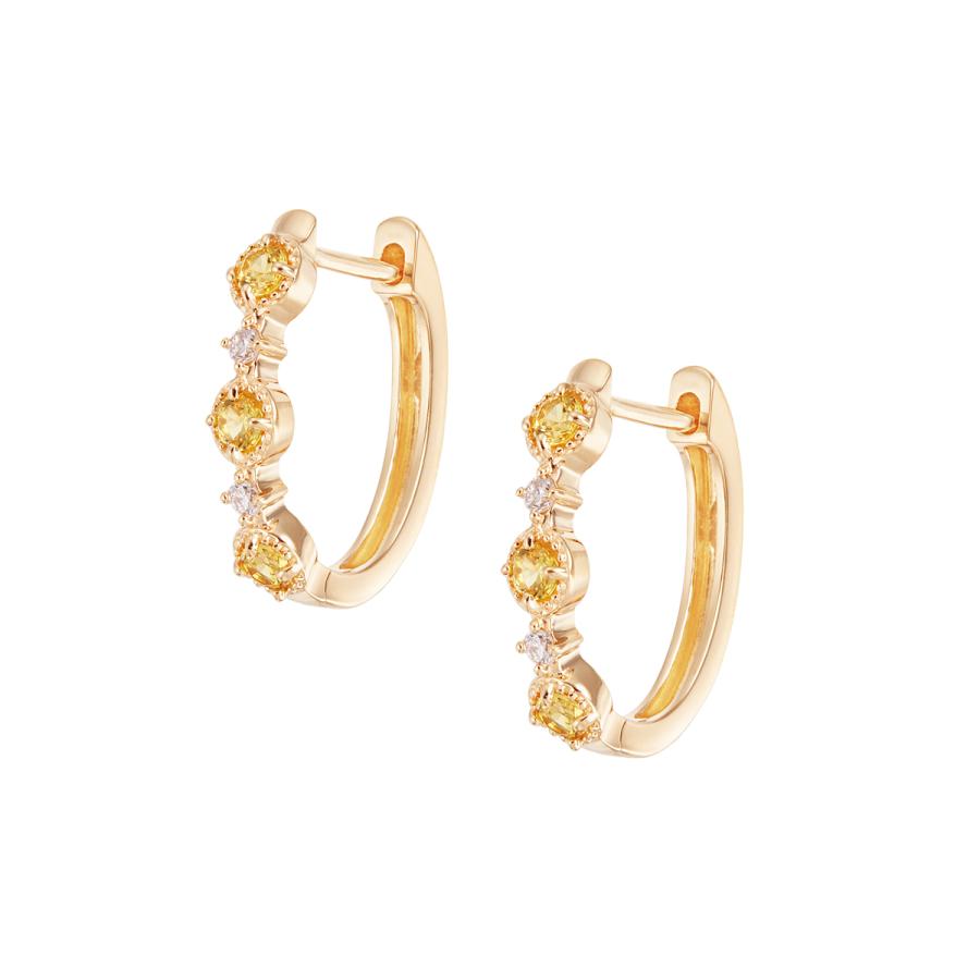 JEWELRY TSUTSUMI イエローゴールド 10k サファイア フープ ジュエリーツツミ K10イエローゴールドイエローサファイアピアス