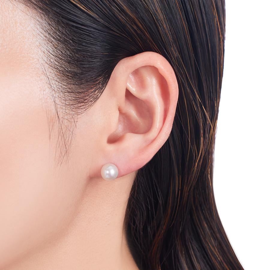 K18イエローゴールドアコヤ真珠ピアス（7.5mm）の画像