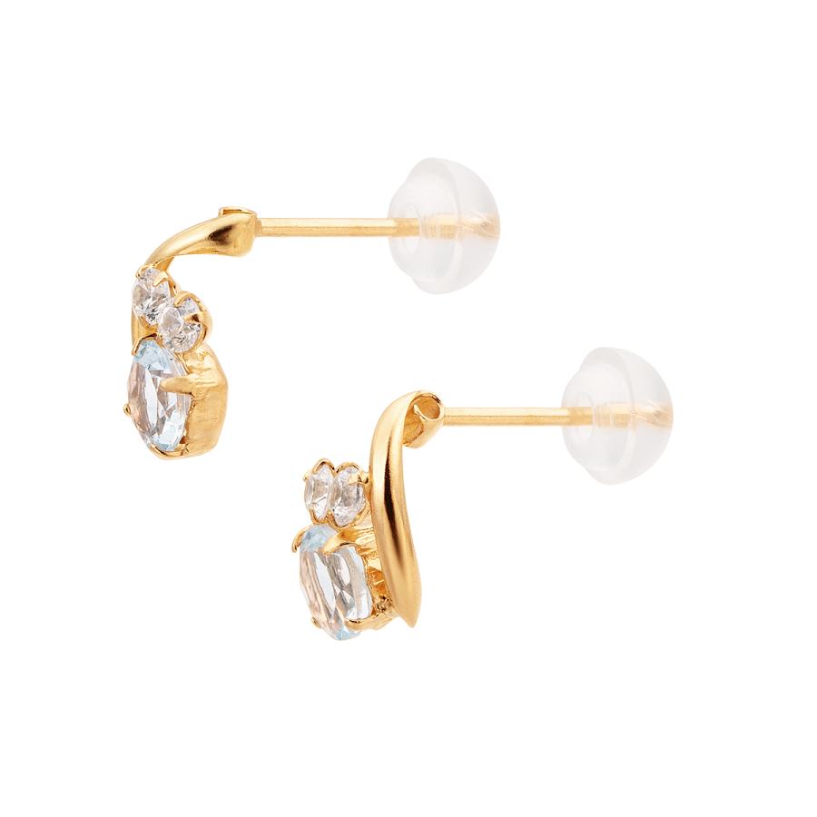 ジュエリーツツミ K18イエローゴールドアクアマリンピアス