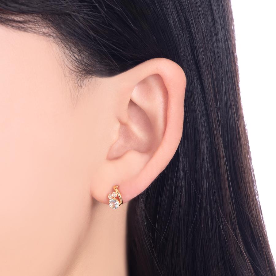 【新品未使用】ツツミ K18YG アクアマリン 約4mm ピアス 週末セール ジュエリーツツミ K18イエローゴールドアクアマリンピアス