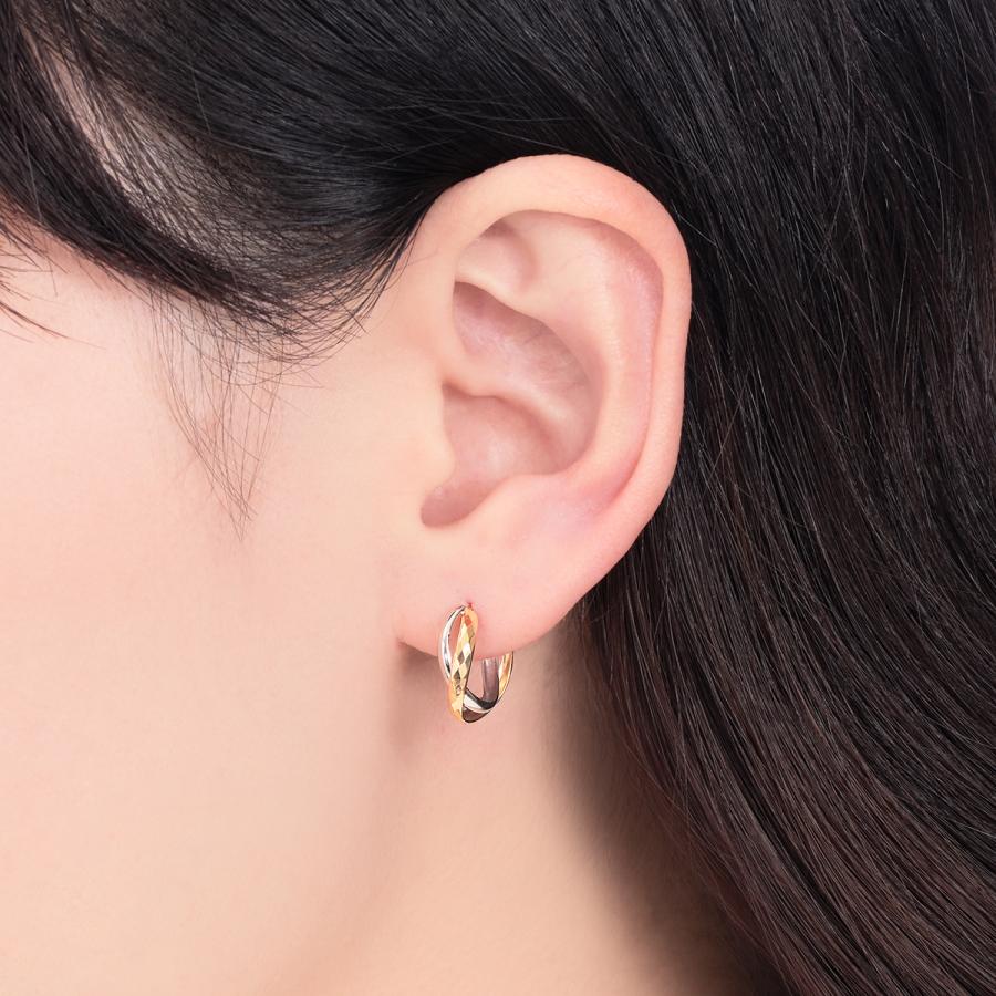 プラチナ/K18イエローゴールドピアス 