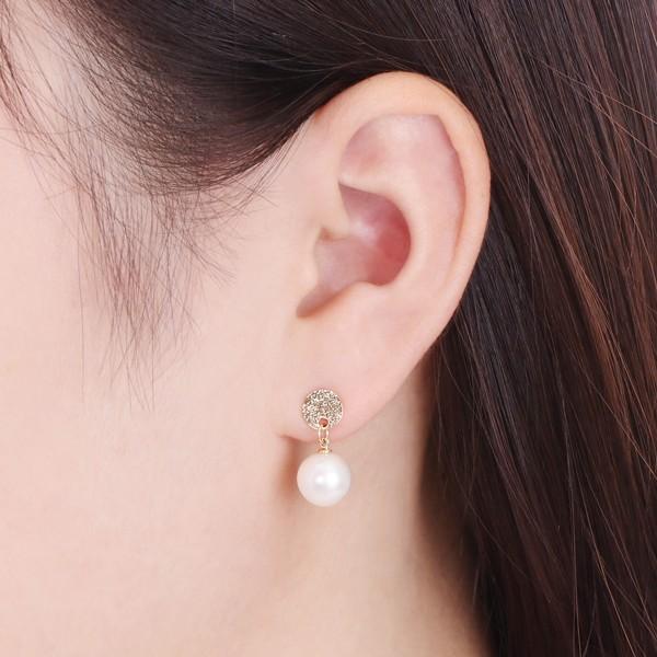 K10イエローゴールド淡水パールピアス（8.5mm）の画像