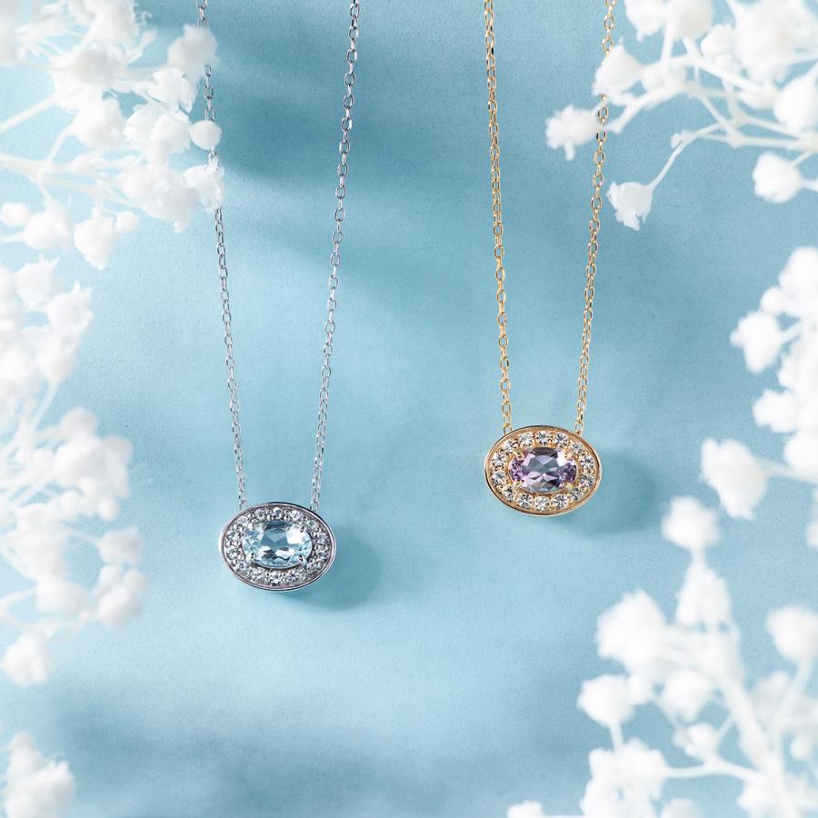 ジュエリーツツミ K10ホワイトゴールドアクアマリンネックレス