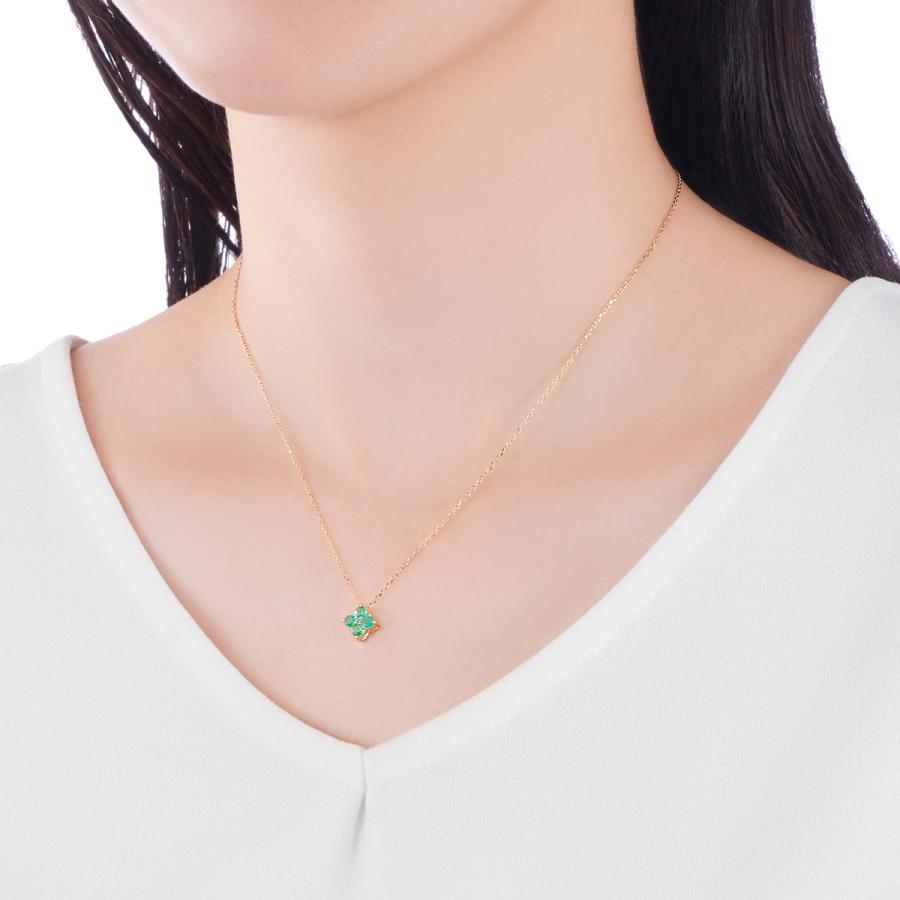 ジュエリーツツミ K10イエローゴールドエメラルドネックレス