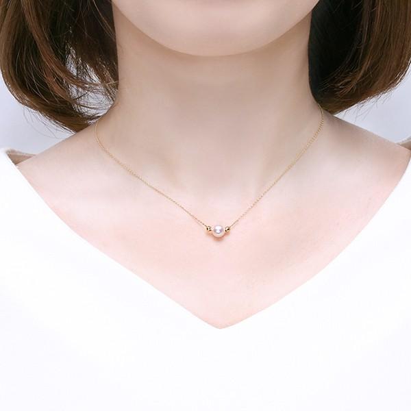 K18イエローゴールドアコヤ真珠ネックレス（6.5mm）の画像