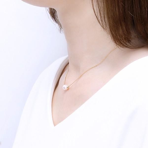 K18イエローゴールドアコヤ真珠ネックレス（6.5mm）の画像