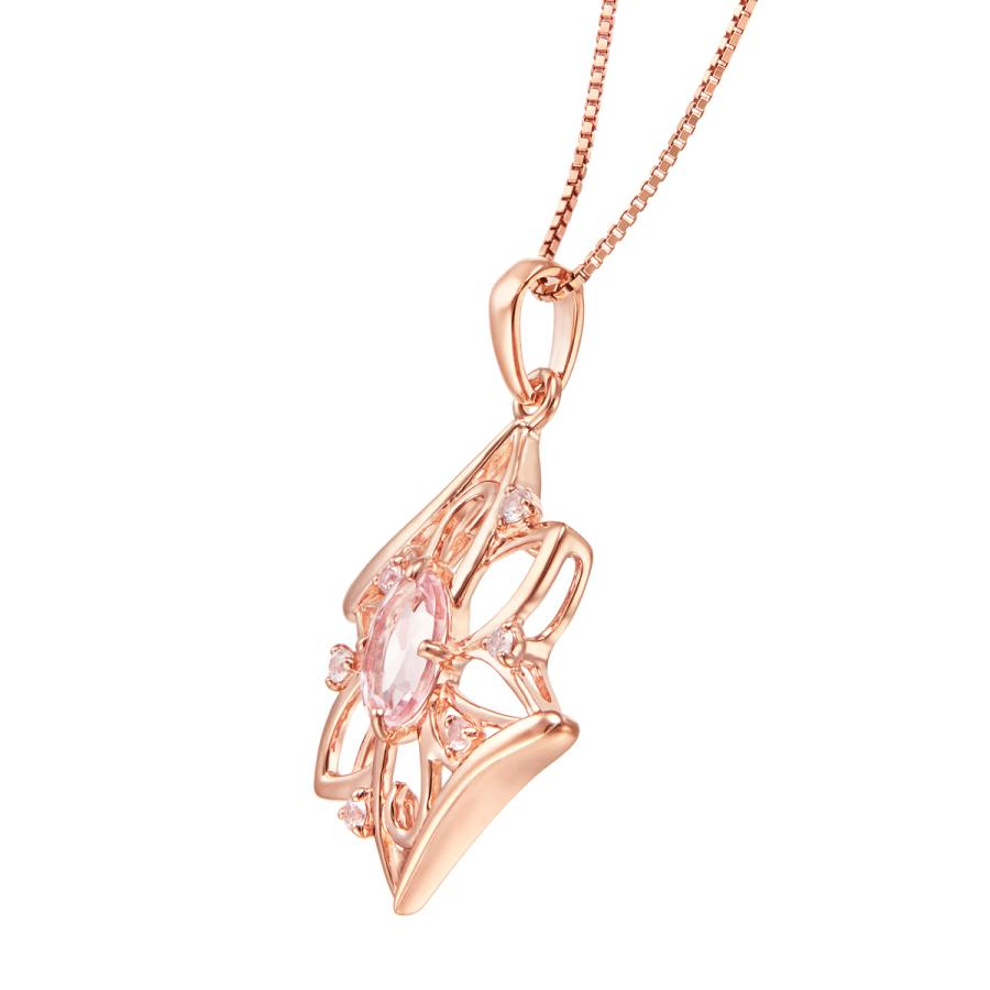 ジュエリーツツミ K10ピンクゴールドモルガナイトネックレス