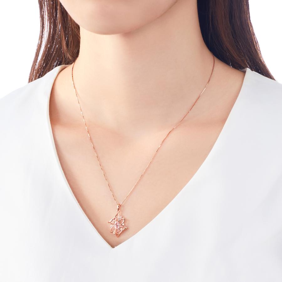 ジュエリーツツミ K10ピンクゴールドモルガナイトネックレス